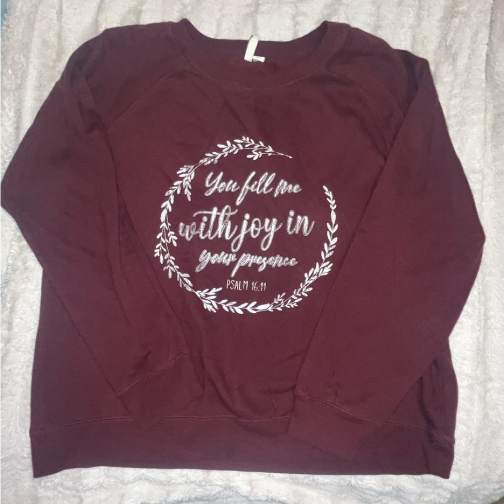 Burgundy Sweatshirt with Psalm 16:11 Message